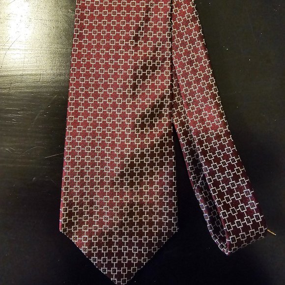 Men's Classic Geometric Pattern Dark Maroon Tie
